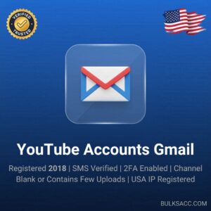 YouTube Accounts Gmail | Registered 2018 | SMS Verified | 2FA Enabled | Channel Blank or Contains Few Uploads | USA IP Registered