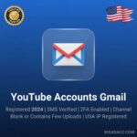 YouTube Accounts Gmail | Registered 2024 | SMS Verified | 2FA Enabled | Channel Blank or Contains Few Uploads | USA IP Registered